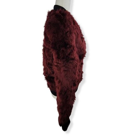 Say What Burgundy Faux Fur Jacket  Juniors Small - Picture 2 of 3